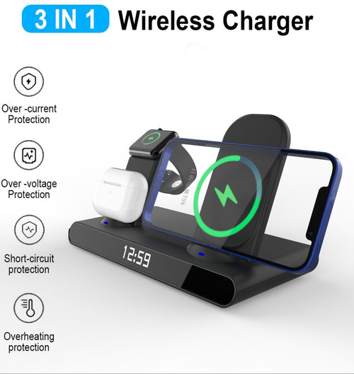 AURA Sync - 3-in-1 Wireless Charging Station with Digital Clock