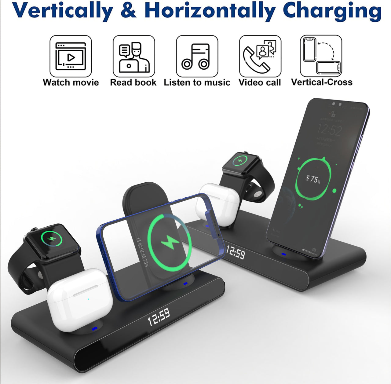 AURA Sync - 3-in-1 Wireless Charging Station with Digital Clock